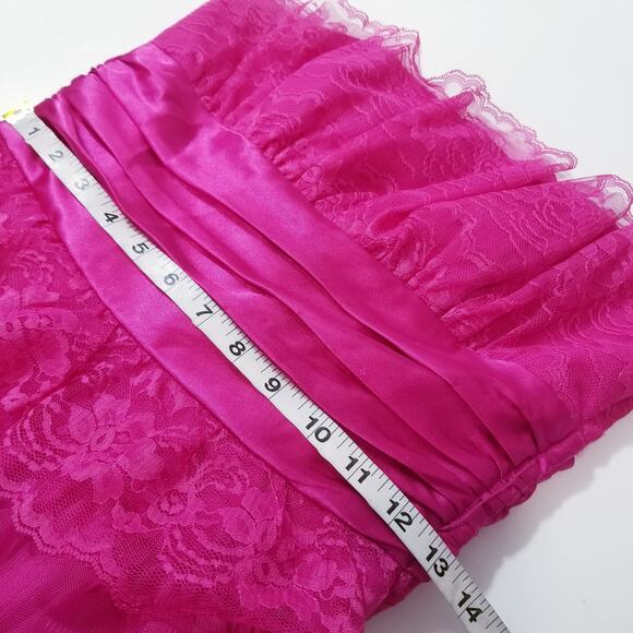 Masquerade Pink Tiered Strapless Lace Evening Dress Ball Gown - Picture 5 of 10